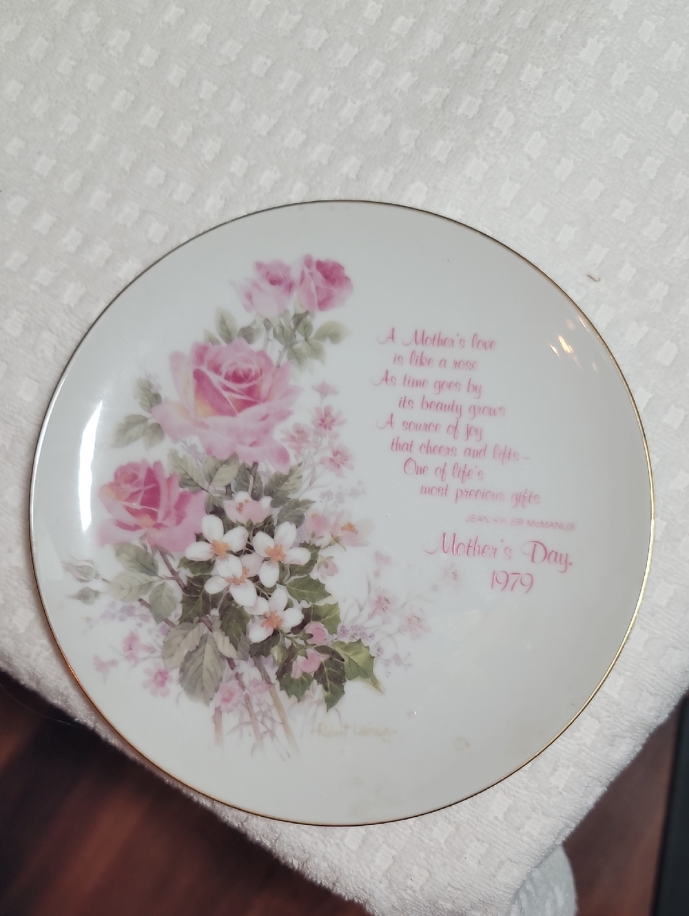 MCM Mother's Day 1979 Decorative Porcelain Pink Floral Collector Plate